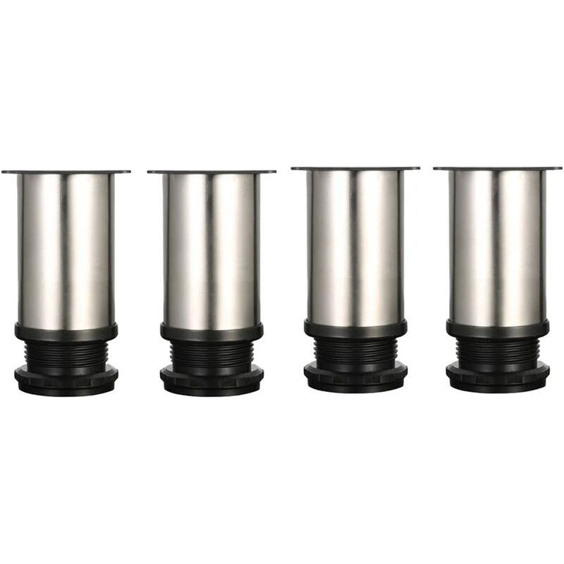 Verstellbare Füße, 8 Cm Hoch, Verstärkte Möbelbeine, Tischbeine, Möbelfüße, Gebürsteter Edelstahl, Höhenverstellbar 0–15 Mm Mit Edelstahlschrauben