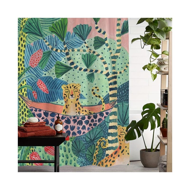 Duschvorhang Mit Gepardenmuster, Leoparden-blumenmuster, 150 X 180 Cm, 12 Haken