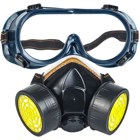 Fonepro Atemschutzmaske (1 Stück), Wiederverwendbares Atemschutzmasken-set, Staubdicht, Gasdicht, Chemikaliendicht, Mit Schutzbrille Für Malerarbeiten, Heimwerken Und Bauarbeiten