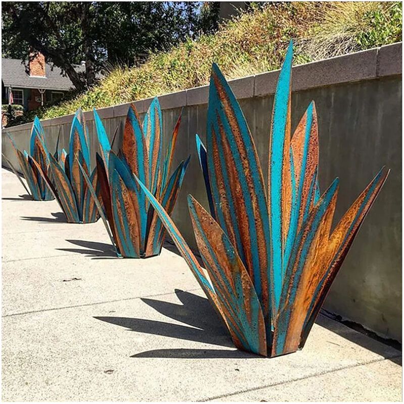 Agave-gartendekoration Aus Metall – Rustikale Skulptur 55 Cm – Farbenfrohe Metallpflanze Für Den Außenbereich – Ideal Für Terrassen Und Gärten