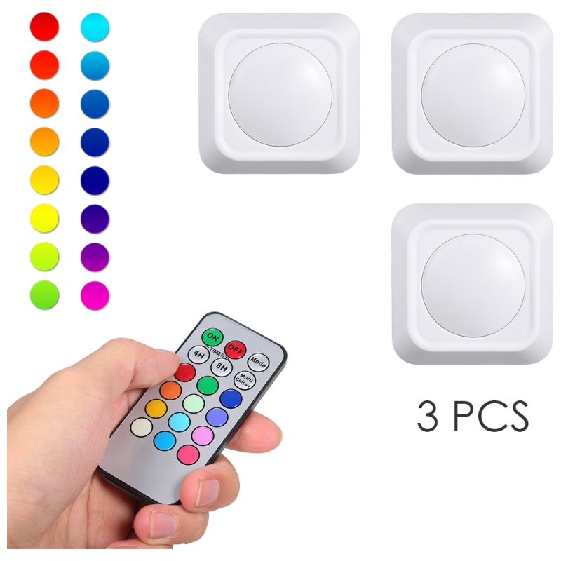 Set Mit 3 Rgb-led-strahlern, 4,5 V, 1 W, Farbwechsel, 12 Farben, Batteriebetrieben, Mit Fernbedienung Und Timer, Kabellose Unterbaubeleuchtung