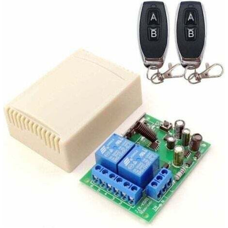 Interrupteur À Distance Sans Fil Dieserc 433 Mhz, 2 Canaux Ac 220 V Avec Relais Récepteur Et 2 Télécommandes Pour Porte De Garage, Volet Roulant, Éclairage, Pompes,