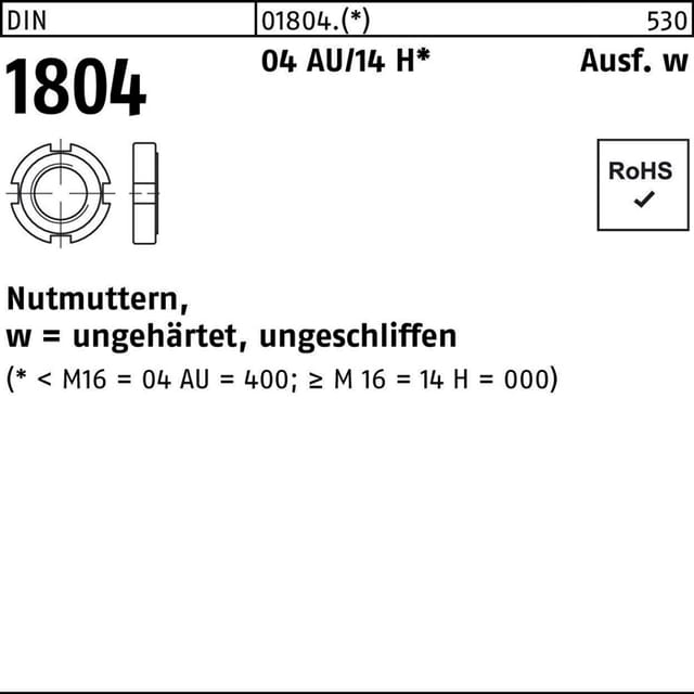Nutmuttern, DIN 1804 Stahl 14H blank M110x2