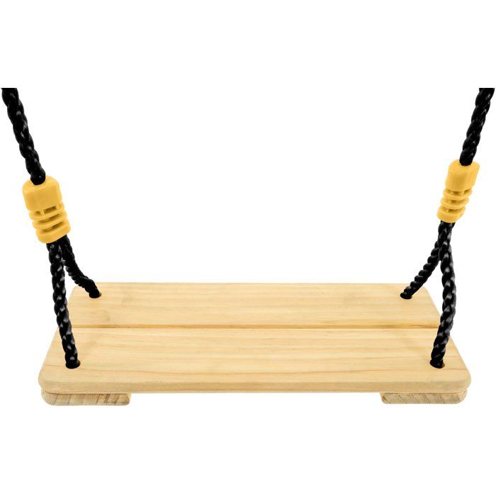 Schaukel - Tp Toys - Holz Mit Schwarzem Seil - H 300-350 Cm