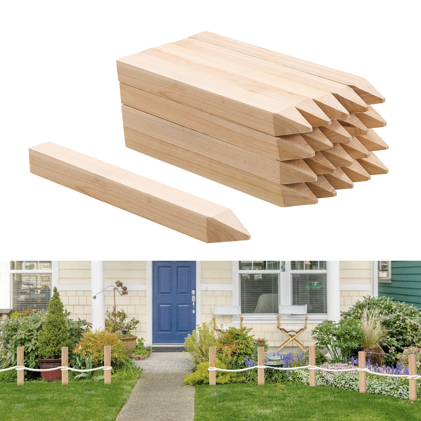 Vevor Holzpfähle, 20 Stk. 25,4x25,4x304,8 Mm Holzpflöcke, Holzpfosten Mit Scharfer Spitze, Zaunpfähle Aus Tannenholz, Wegweiser Für Schlammzäune, Hinterhofbegrenzungen, Grundlinien
