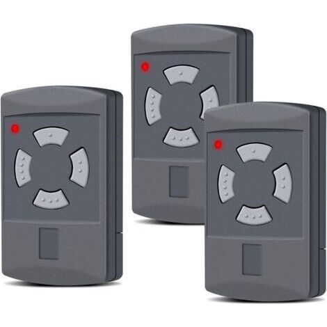 Hörmann Lot De 3 Émetteurs Manuels De Remplacement Pour Porte De Garage Hörmann 40,685 Mhz 4 Canaux Compatibles Avec Hs2-40, Hs4-40, Hse2-40, Hse4-40, Hsm2-40, Hsm4-40, Bouton Gris