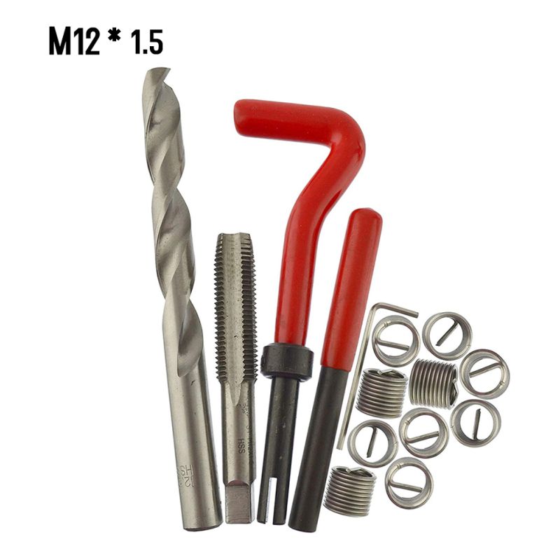 15-teiliges Metrisches Gewindereparaturset M5 M6 M8 M10 M12 M14 Helicoil Car Pro Coil Tool M12 1.5
