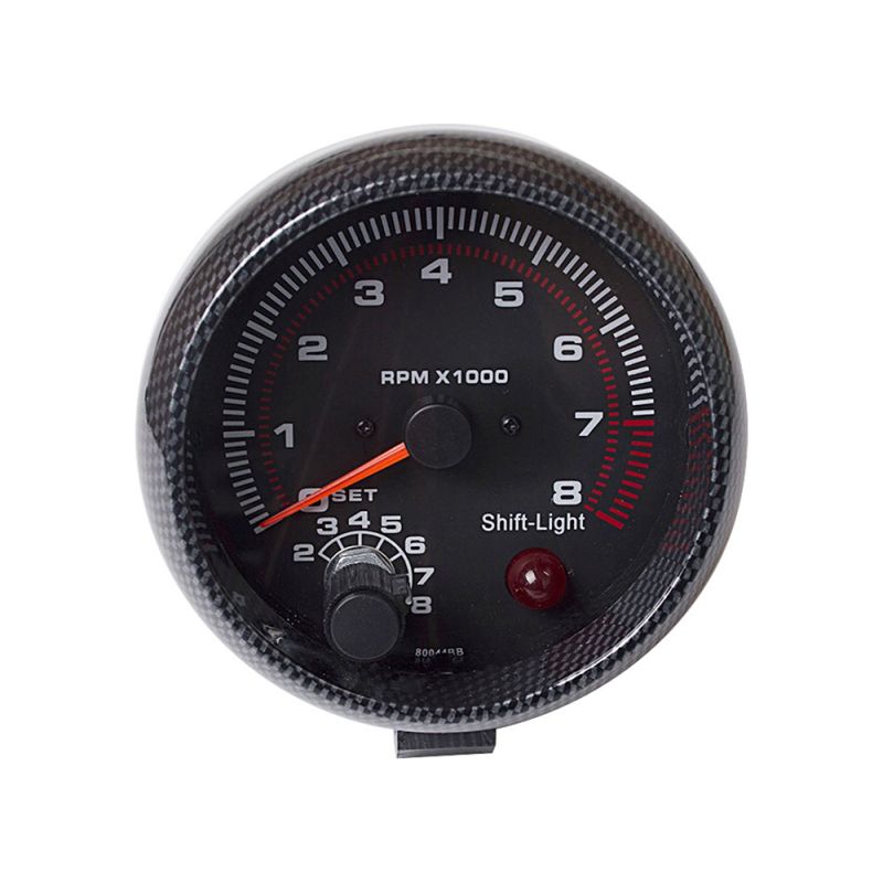 Irovami 3,75" Carbonfaser-drehzahlmesser 0-8000 U/min – Schaltblitz, 12 V, Für 4/6/8 Zylinder – Ideal Für Tuning, Motorsport Und Armaturenbrett