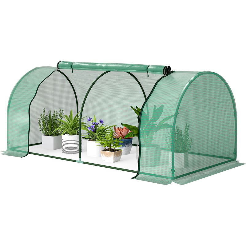 Grünes Tunnelgewächshaus Für Den Garten, Stahlrahmen, Pe-folie, 200 X 100 X 80 Cm