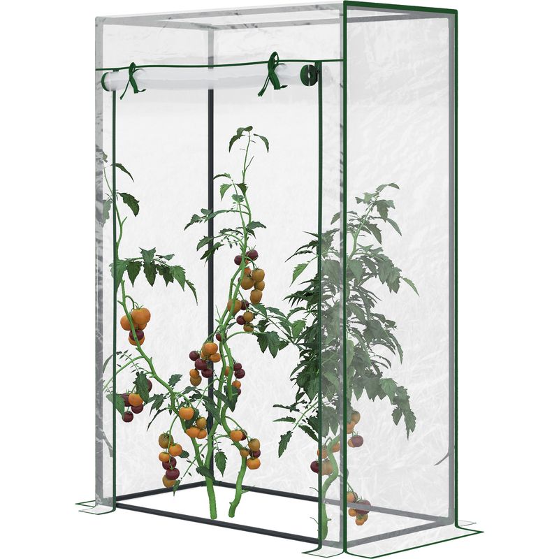 Tomatengewächshaus Mit Rolltür, Mini-gewächshaus Mit Pvc-abdeckung, Außengewächshaus Für Garten, Balkon, Hof, 100 X 50 X 150 Cm, Transparent