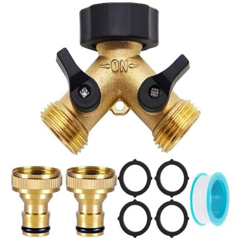 2-wege-y-verteiler, 2-wege-y-verteiler 3/4" Und 1/2" Mit Kabeladapter Für Garten, Spüle, Haustierbereich, Einstellbarer Und Arretierbarer Wasserdurchfluss