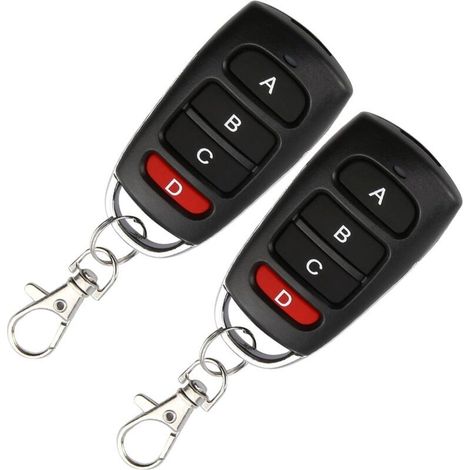 Télécommande Universelle Portail 433 Mhz Lot De 2 Clonage Rapide 4 Boutons Pour Voitures Portes De Garage Stores Barrières Portée 10m Clé Copieuse Sans Fil Code Fixe Anti-pression Accidentelle