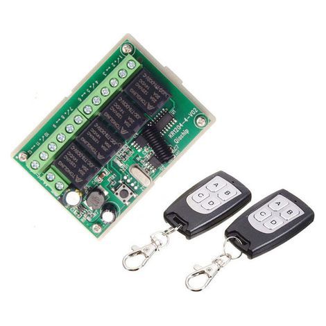 Télécommande Sans Fil 433 Mhz, 12 V Cc, 4 Canaux, Relais Rf Longue Portée, 2 Émetteurs + 1 Récepteur Pour Porte De Garage