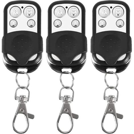 Télécommande Sans Fil 433 Mhz, Lot De 3 Télécommandes Universelles Pour Portes Automatiques Fréquence 433,92 Mhz Code Fixe, 4 Boutons Pour Contrôler Jusqu'à 4 Portes