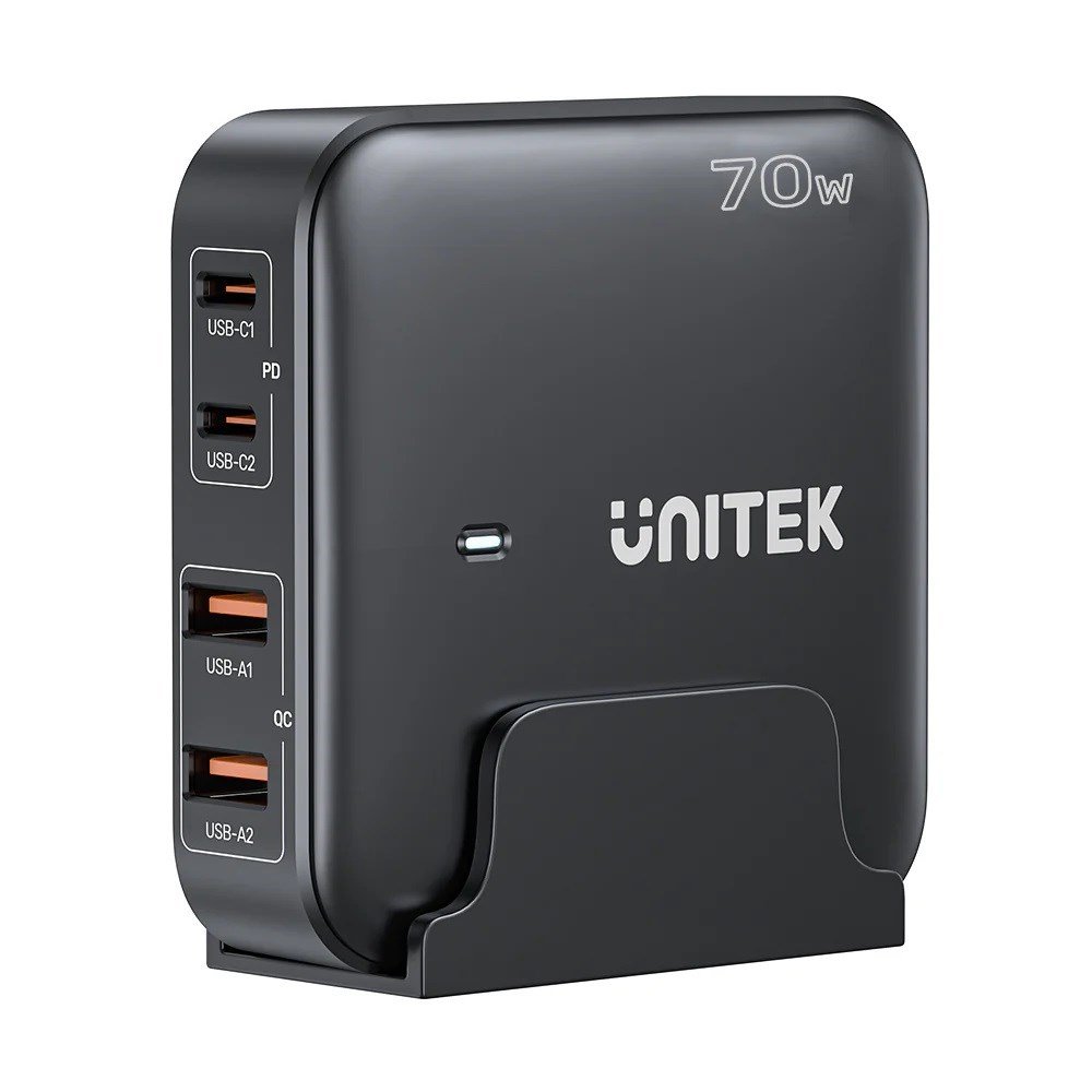 Gan Network Charger - Unitek P1228abk01-eu 70w 2x Usb-c 2x Usb-a
