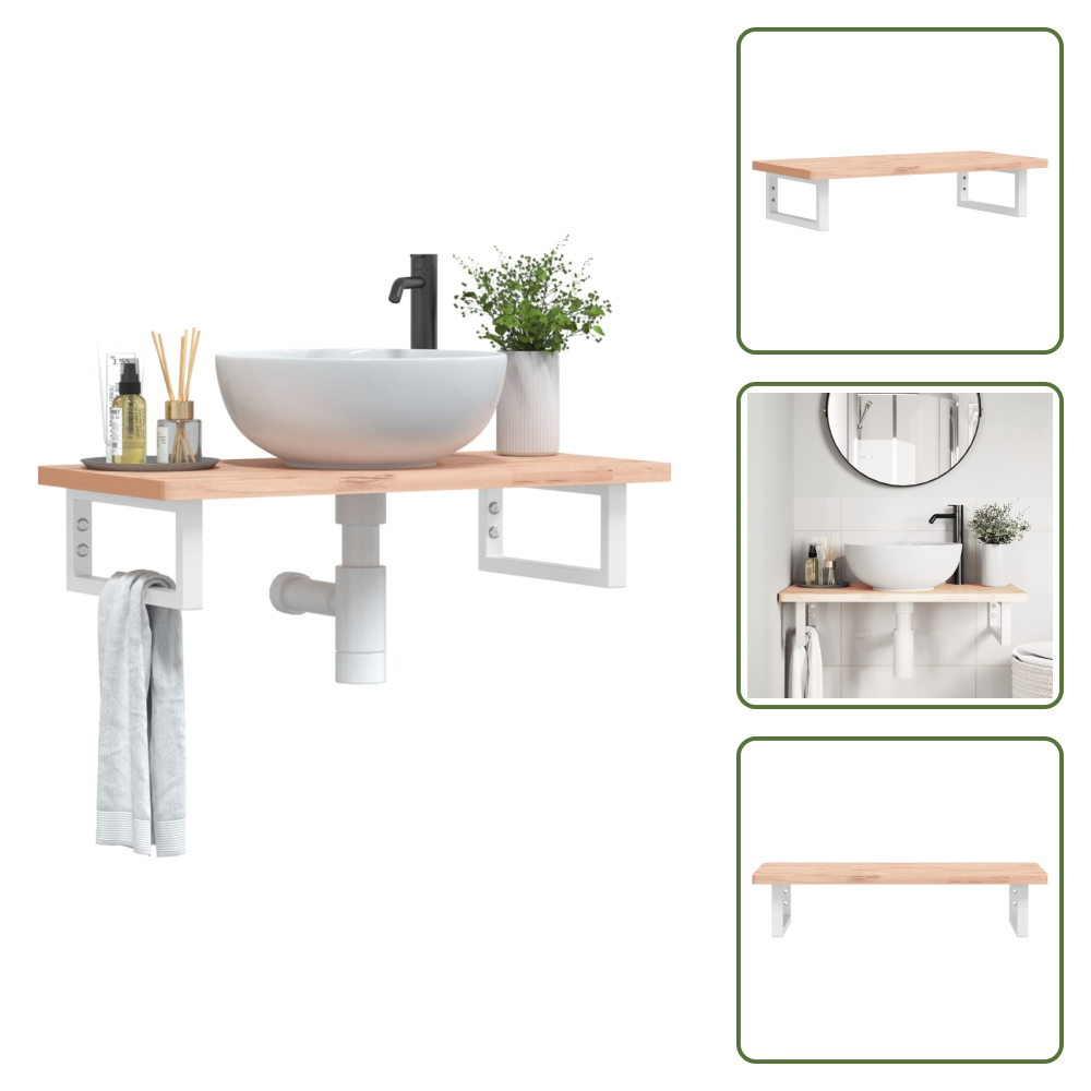 Stahl Waschbecken - Vidaxl Waschbeckenregal Wandmontage Stahl Und Massivholz Buche - Badezimmerregal
