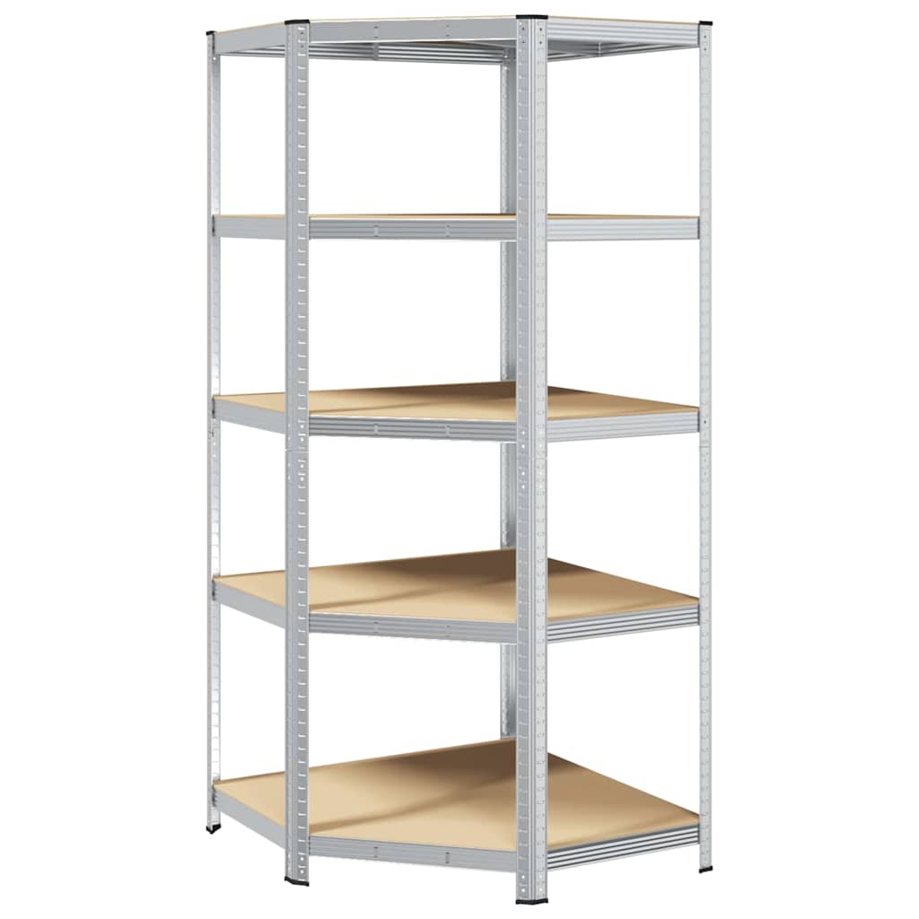 Vidaxl Corner Shelf With Shelf Silver 90 X 90 X 198 Cm Engineered Wood