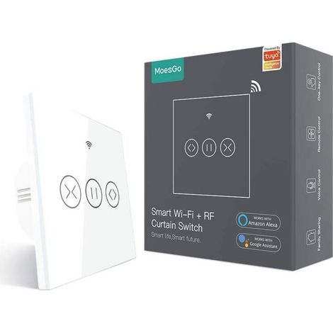 Wifi Interrupteur Volets Roulants Connecté, Rf433 Ouverture Réglable Sans Fil Commutateur Intelligent Mural Pour Rideau Stores Compatible Avec Les Applis Smart Life Tuya, Alexa Et Google Home