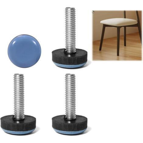 4x Pieds Réglables En Téflon Ajustable – Patins De Vérin Avec Vis Poussoir M6 – Idéal Pour Meubles Sur Moquette, Tissu Et Autres Surfaces Sensibles – Longévité Améliorée Patin Meuble Nivellement