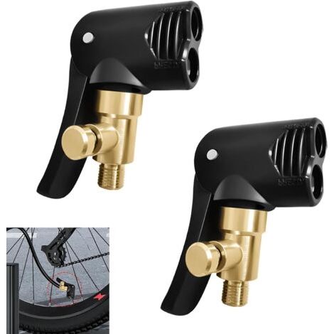 2 Pcs Tyre Valve Adapter, Schrader/presta Tyre Inflator Tip, Brass End Cap With Locking Lever, For Inflating Tyres For Car Motorcycle Bike Truck Integrated Deflation System