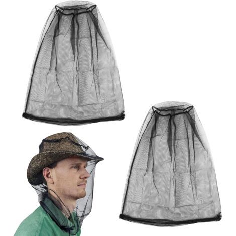 2 Pièces Moustiquaire De Tête Net, Filet Anti Moustique Visage Et Cou 46×53 Cm, Protection Insectes Respirante Pour Camping, Pêche, Randonnée Et Jardinage, Tenue Anti Moustique Homme Et Femme
