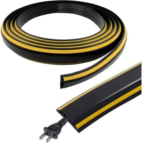 300 Cm Goulotte Passe De Cable Adhesif Au Sol, Flexible Pvc Rampe De Protection Câble Noir, Protege Cable Management Sol Pour Bureaux, Maisons, Entrepôts, Concerts, Etc