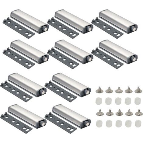 10 Pcs Push To Open Aimant Poussoir Porte Placard Loquet Magnetique, Loquet Magnétique Avec Amortisseur Porte Placard, Tampon Ralentisseur De Porte, Système D’ouverture Et Fermeture Par Pression