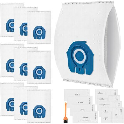 Lot De 10 Sacs D'Aspirateur 3d Compatibles Avec Les Sacs D'Aspirateur Miele Pour Complete C3 & C2, Classic C1, S2, S5, S8, S400, S600, S800, Avec 4 Moteurs Et 4 Filtres D'Évacuation - Remplace 9917730