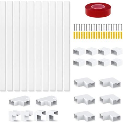 Goulotte Cable, 10 Pièces De 40 Cm De Long Cache Fil Tv Mural, 20 X 10 Mm Cache Cable Blanc, Avec Matériel De Montage, Pour Dissimuler Les Câbles Des Haut-parleurs Et Des Lampes