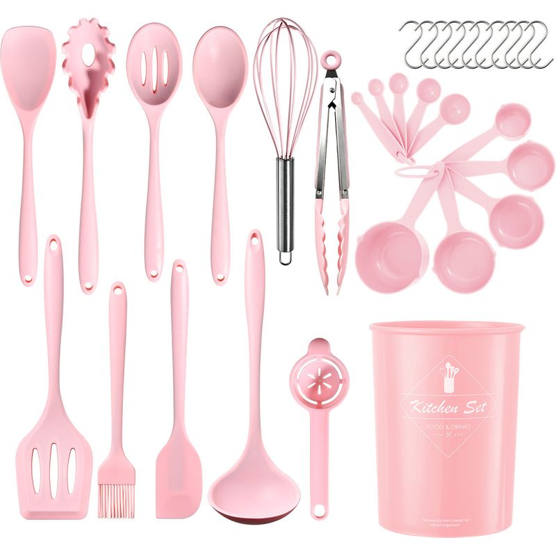 Küchenhelfer Aus Silikon – 32-teilig – Hitzebeständig Bis 230 °c – Geeignet Für Beschichtete Pfannen – Rosa