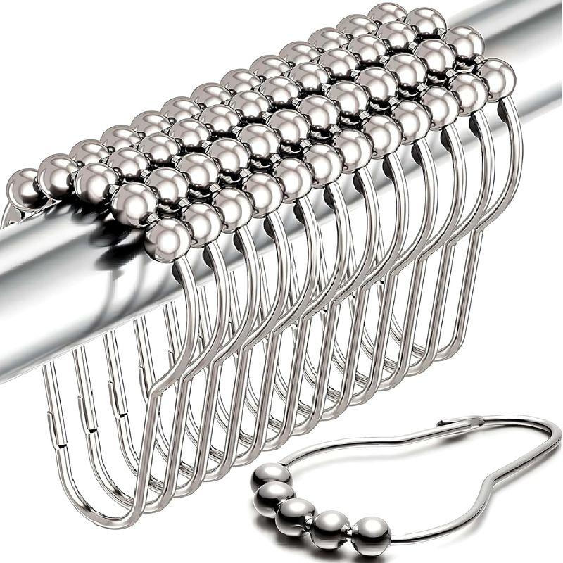 Duschvorhanghaken – Edelstahl – Rutschfeste Kugellager – Sicherer Halt – 12er-pack