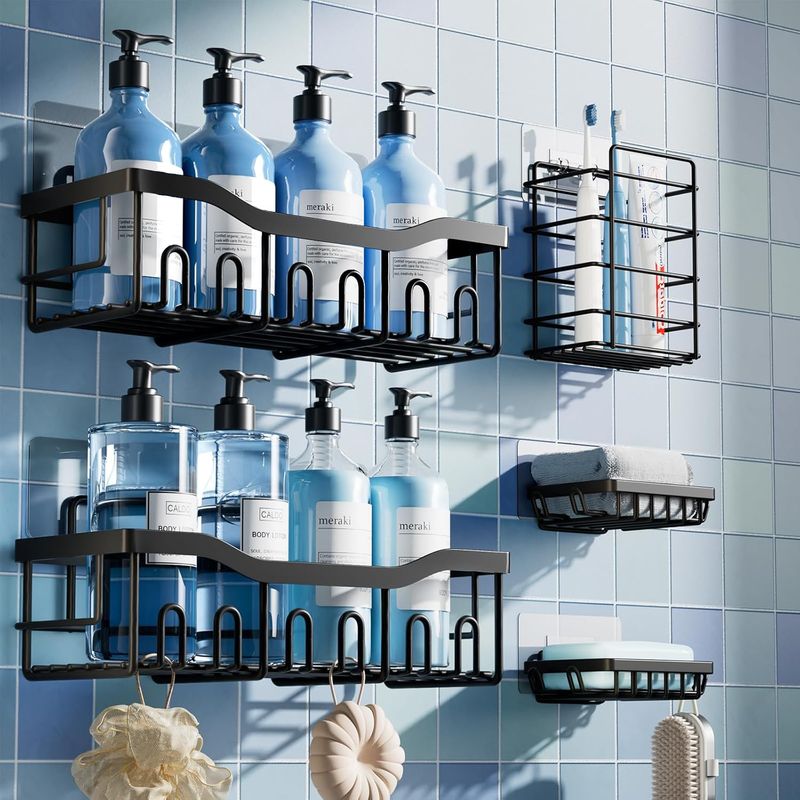 Duschprodukthalter – Rostfreier Edelstahl – Kein Bohren Erforderlich, Selbstklebend – Für Bad, Küche, Wc – 5er-set