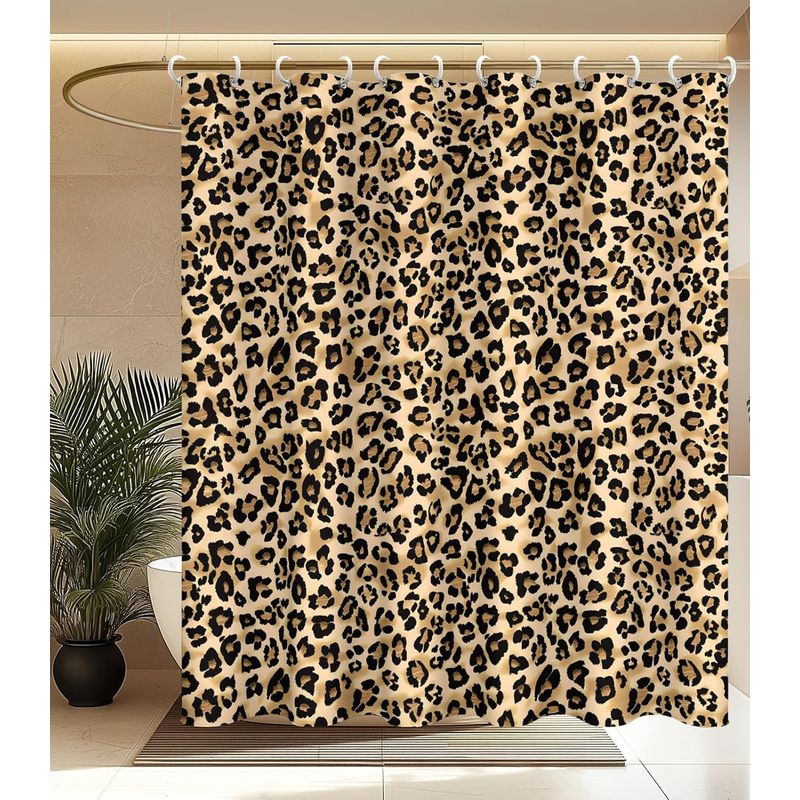 Duschvorhang – Wasserdichtes Polyestergewebe, 180 X 180 Cm – Für Badezimmer Und Badewanne – Leopardenmuster