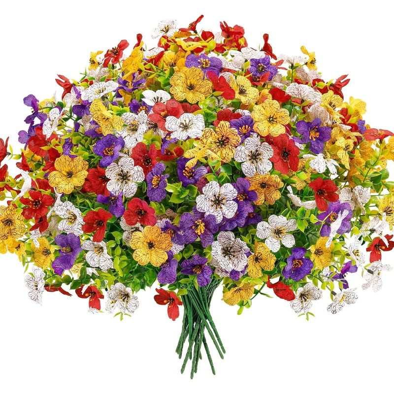 Künstliche Blumen – Gänseblümchen, Kunstseide, Uv-beständig – Für Garten, Terrasse, Balkon, Außenbereich – 12er-pack