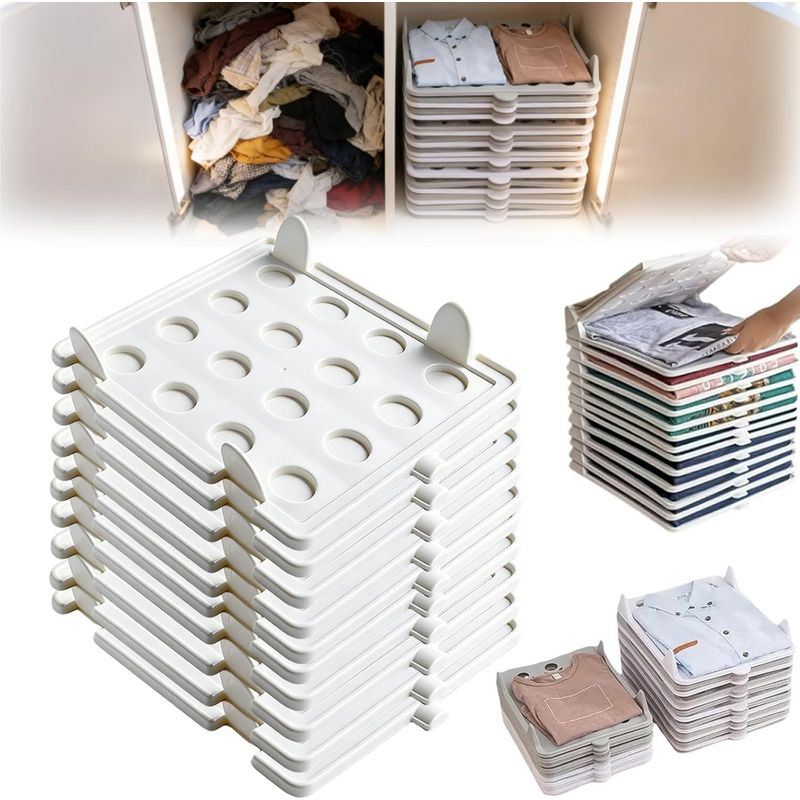 Stapelbarer Kleiderschrank-organizer – Aufbewahrungsbox Für Gefaltete Kleidung – Mehrschichtsystem Mit Verriegelungsschlitzen – 33 X 27,4 X 5,6 Cm – Pp – 10-teilig