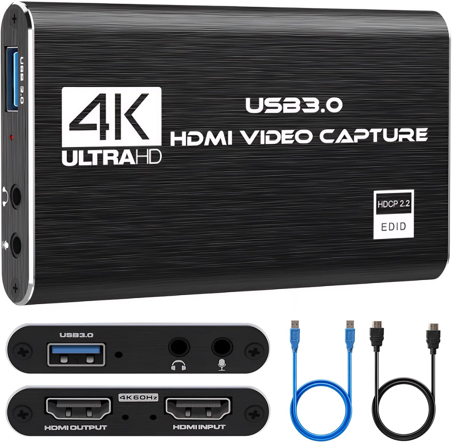4k Hdmi-videoaufnahmekarte Mit Usb 3.0, 1080p Hd Hdmi-grafikkarte, 60 Fps/2k 30 Fps, Kompatibel Mit Xbox Series X/s, Xbox One X/s, Obs, Ps4, Ps5, Kamera (schwarz)