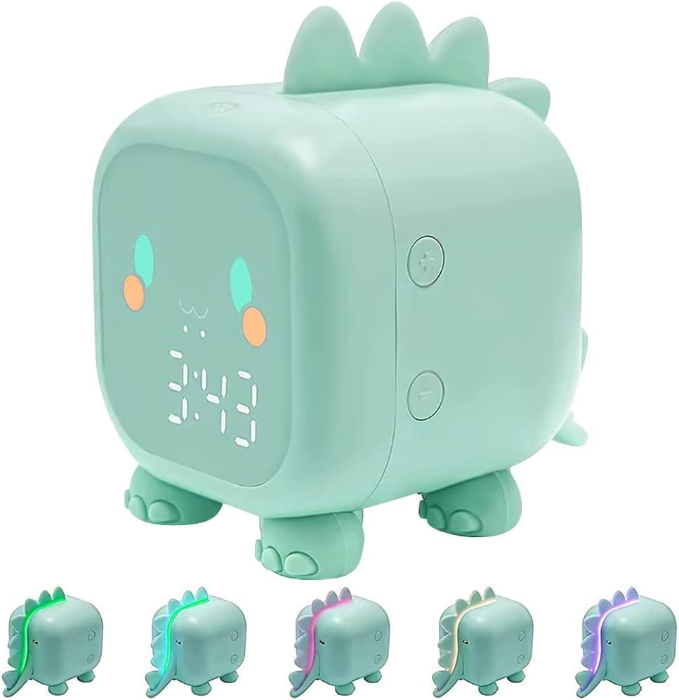 Dinosaurier-wecker Mit Leuchtfunktion, Digitaler Wecker Mit Nachtlicht, Timer, Schlummerfunktion, Wiederaufladbarer Wecker Für Mädchen Und Jungen (grün)
