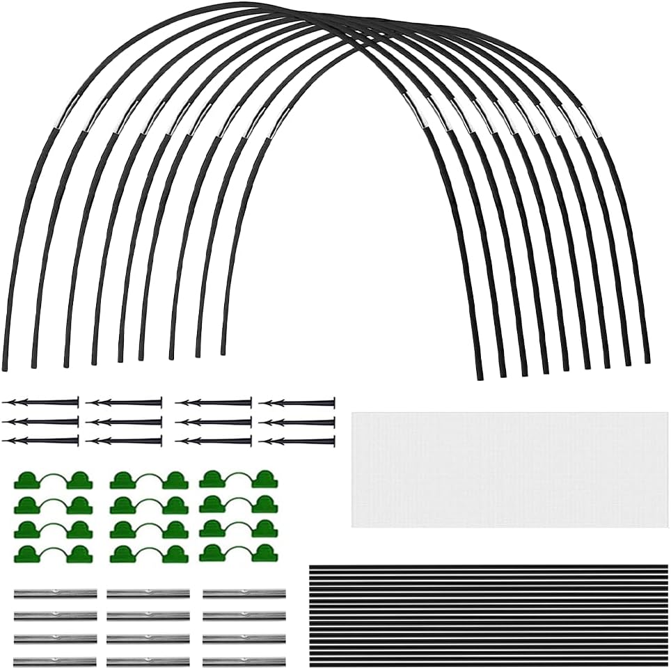 Set Mit 18 Pflanzentunneln – Erhöhte Bogentunnel – 2,5 X 6 M – Aluminium – Rostfrei – Langlebig – Faltbar – Gewächshausbögen Für Gewächshäuser, Pflanzen, Moskitonetz