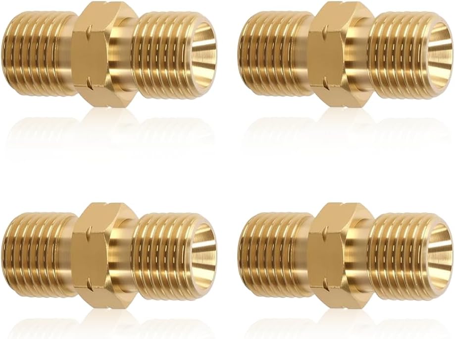 Satz Mit 4 Messing-gasschlauchverschraubungen – Schnellkupplung – 1/4" Ag Linksgewinde – Doppelnippelverschraubung – Außengewinde – Schnellkupplung Für Klimaanlagen Und Solaranlagen