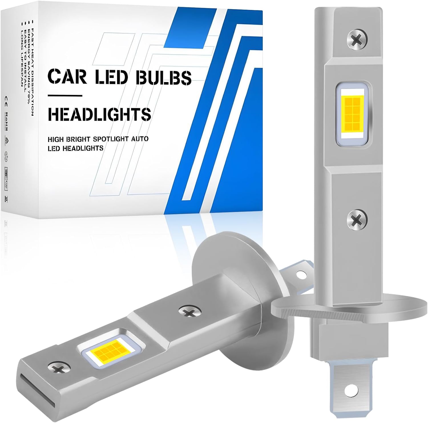 H1 Led-lampe, 16000 Lm, 6000 K, Fehlerfreies Canbus-kit, Autobeleuchtung, Kaltweiß, 1:1-ersatz Für Halogenlampen, 2 Lampen, Plug & Play