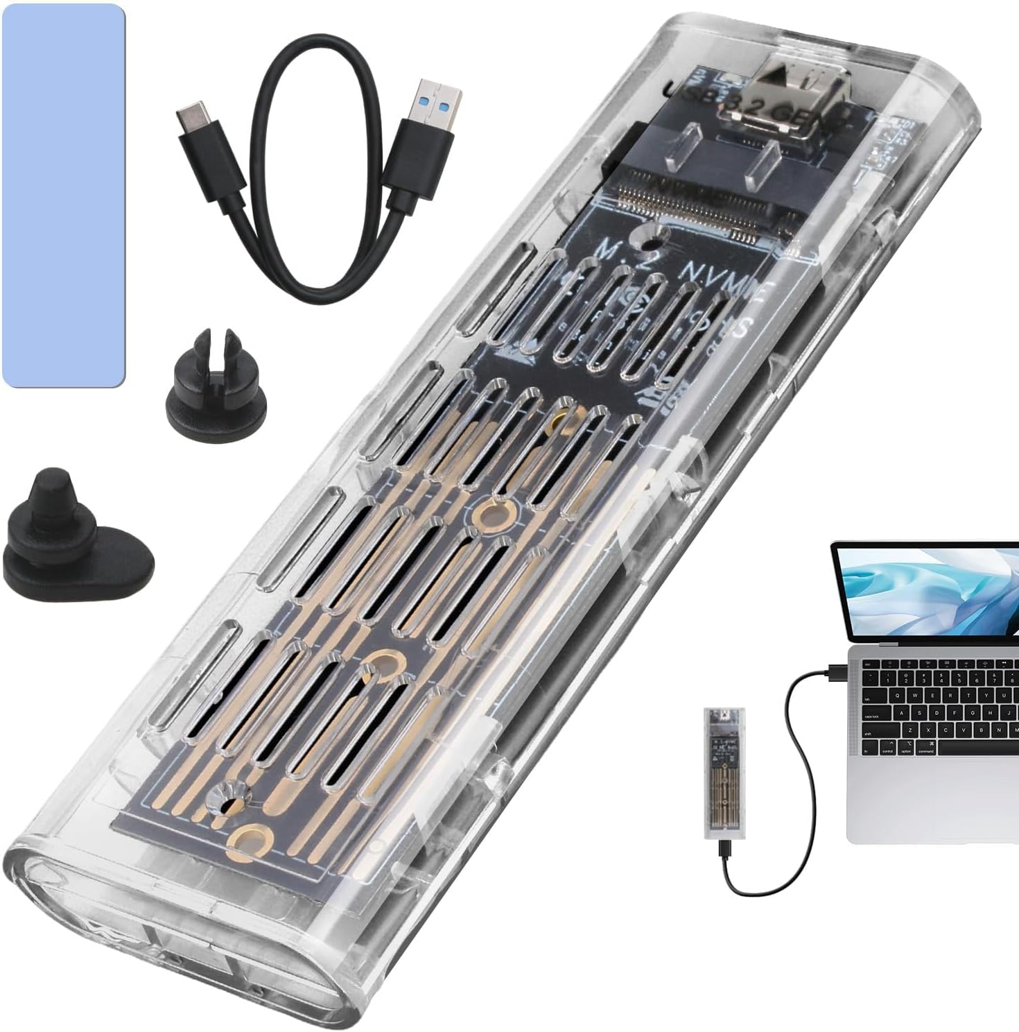 M.2 Nvme Ssd-gehäuse, Externe Nvme Usb-c Festplatte, Externes M.2 Usb 3.1 Gehäuse, Werkzeugloses Hochgeschwindigkeits-laufwerksgehäuse Für Pcie M-key 2230/2242/2260/2280 Ssds