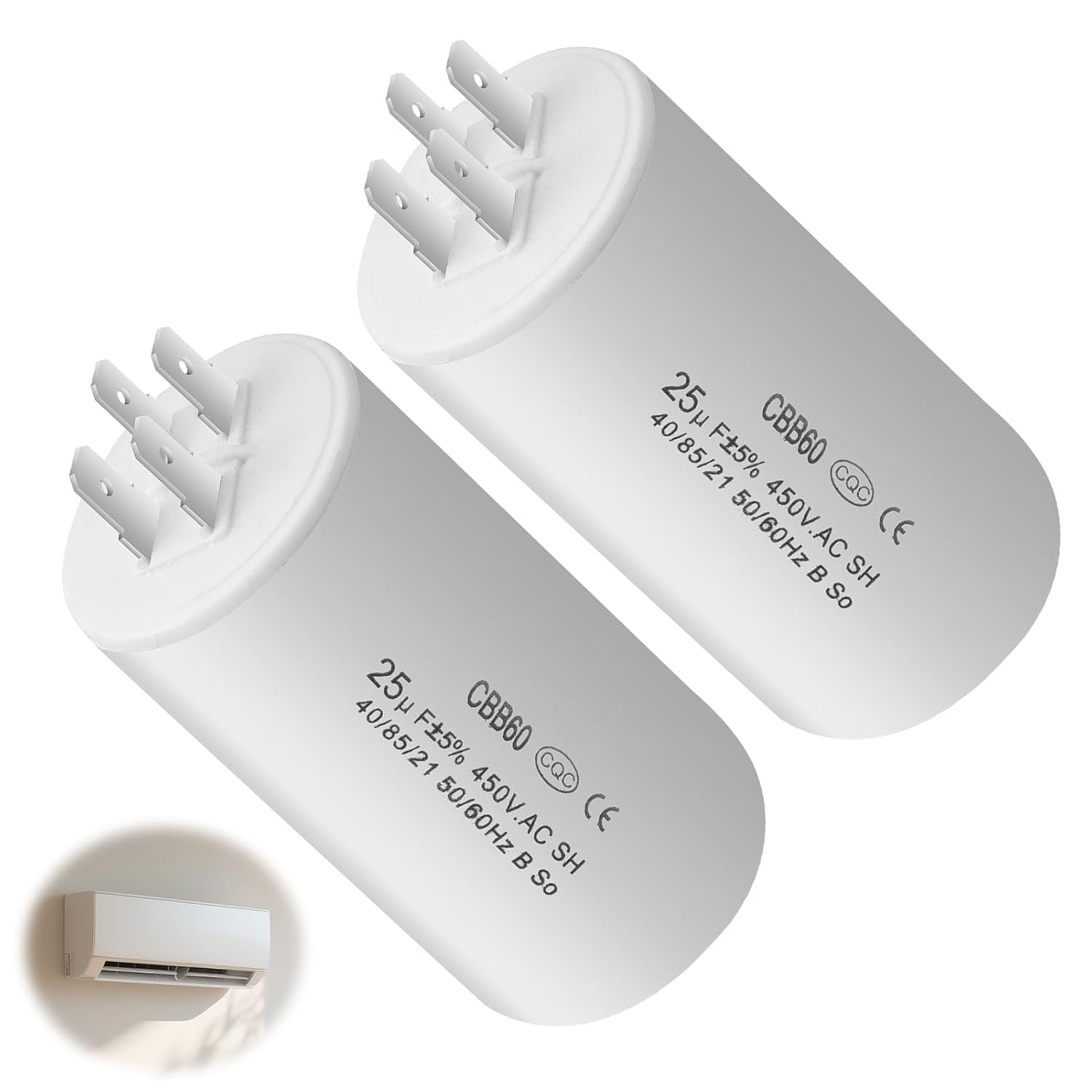 Stück Cbb60 25uf 450v Anlaufkondensator 25uf Motorkondensator 50/60hz 450vac Ideal Für Waschmaschinen, Trockner, Pumpen, Kühlschränke