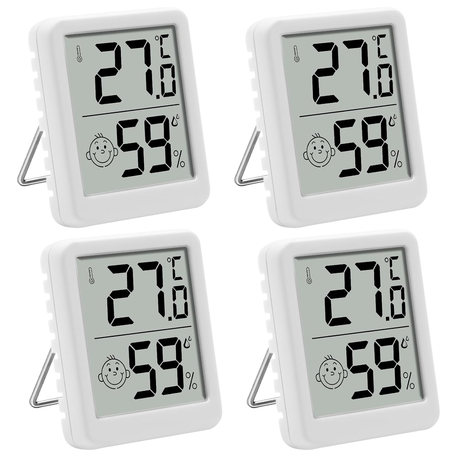 Mini-lcd-digital-innenthermometer, Hygrometer, Raumthermometer, Luftfeuchtigkeitsmesser Mit Smiley-anzeige Für Babyzimmer, Wohnzimmer, Büro, Gewächshaus (4 Stück)