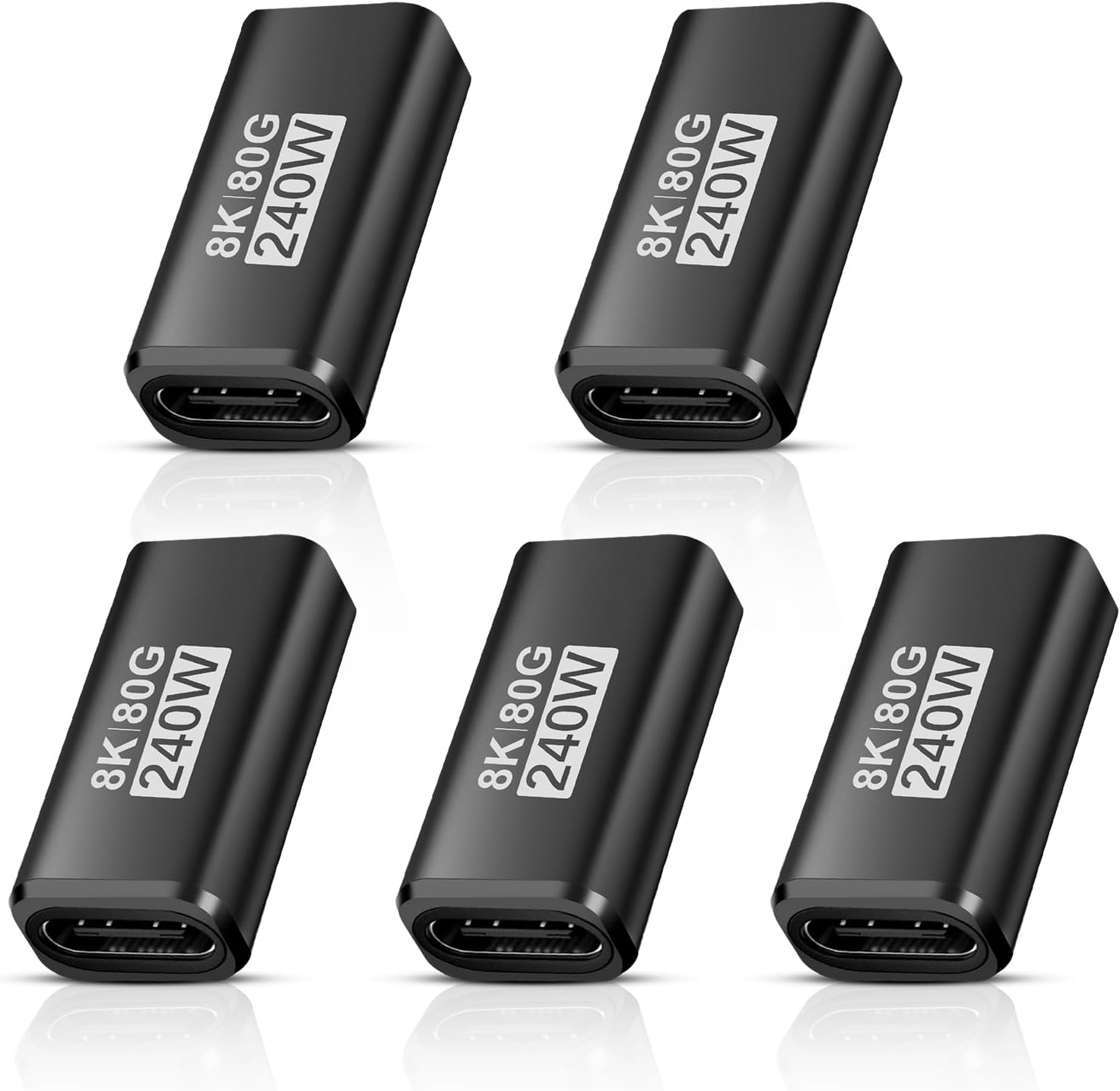 5er-pack Usb-c-adapter (buchse Auf Buchse), Unterstützt Thunderbolt 5, Usb 4 Gen 2, 240 W, 80 Gbit/s, Kompatibel Mit Allen Geräten, Verlustfreies Laden, Video Und Audio (5)