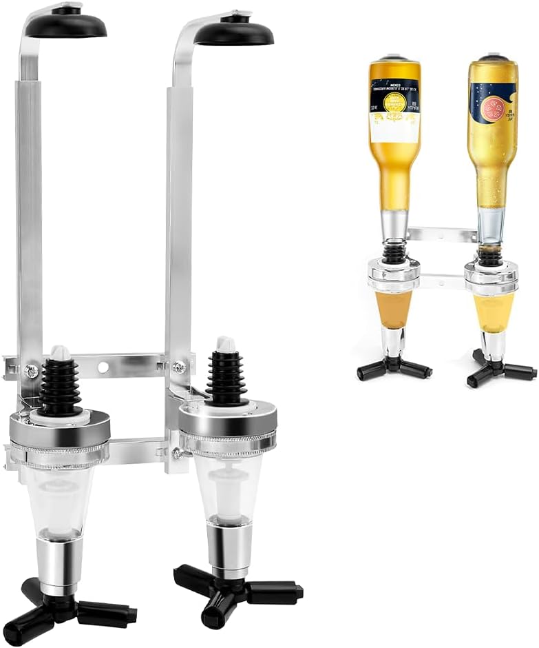 Doppelter Alkoholausschank, Flaschenspender, Wandmontierter Flaschenhalter, Aluminiumlegierung, Ideal Für Bars, Restaurants, Hotels Und Andere Gewerbebetriebe