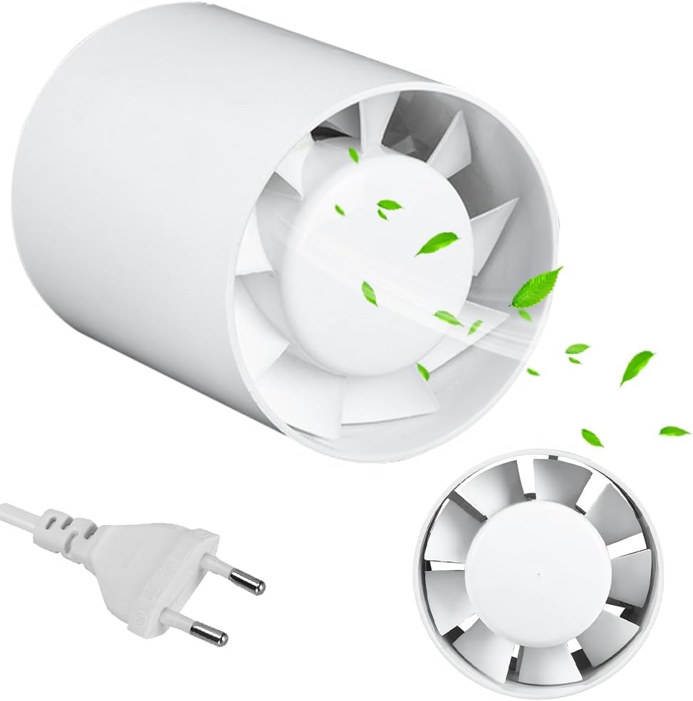 Geräuscharmer 100-mm-abluftventilator, 130 M³/h, 10 W, 34 Db, Axialer Inline-rohrventilator Für Bad, Wc, Zelt, Gewächshaus, Küche, Büro, Garage