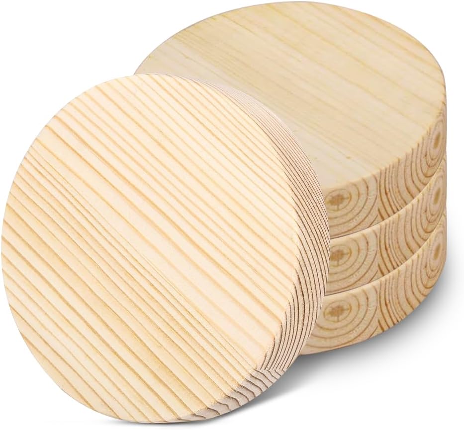Holzscheiben, Runde, Unbemalte Holzscheiben, 4 Stück, Dekorative Holzscheiben, 10 Cm Durchmesser, Ohne Loch, 20 Mm Dicke, Natürliche Runde Holzuntersetzer, Zum Bemalen, Für Weihnachtsdekorationen