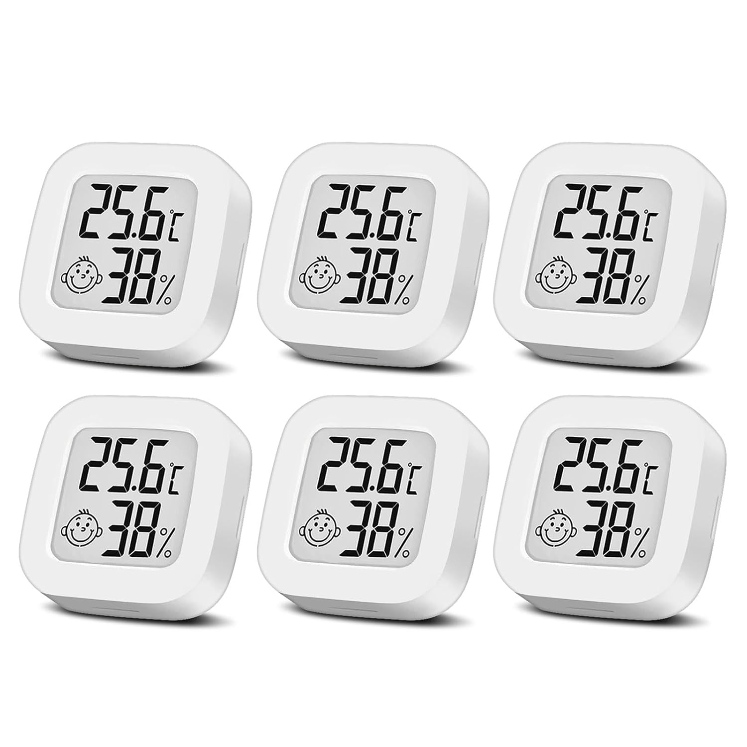 Set Mit 6 Mini-lcd-digital-hygrometern Und -thermometern Für Den Innenbereich, Z. B. Für Babyzimmer, Seniorenzimmer, Büro, Wohnzimmer Usw.