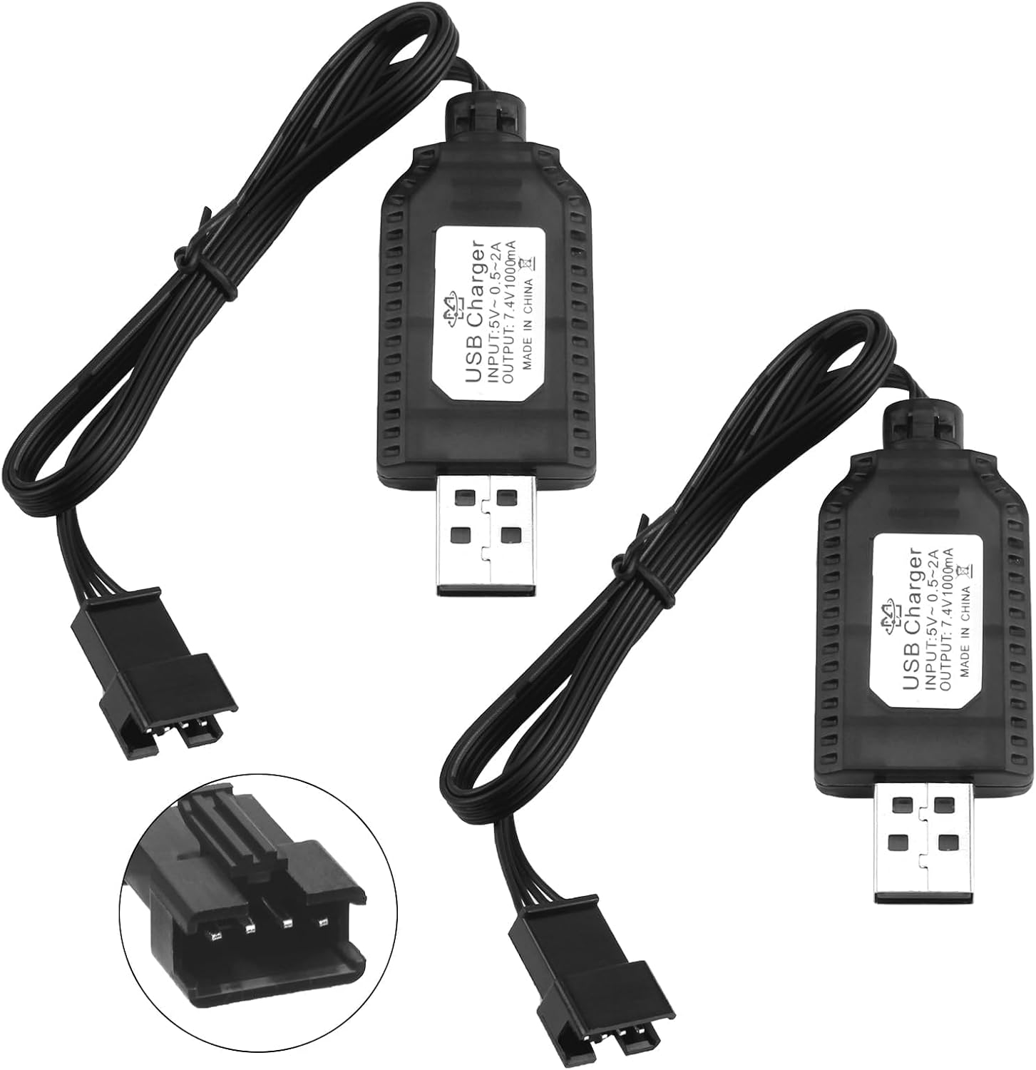 2er-pack Lipo-ladegerät 2s 7,4 V Usb Mit Sm-4p-anschluss, Universelles Ladegerät Für Rc-auto-akkus, Kompatibel Mit Autos, Lkws, Drohnen Und Ferngesteuerten Spielzeugeisenbahnen, Schnell Und Tragbar Pe