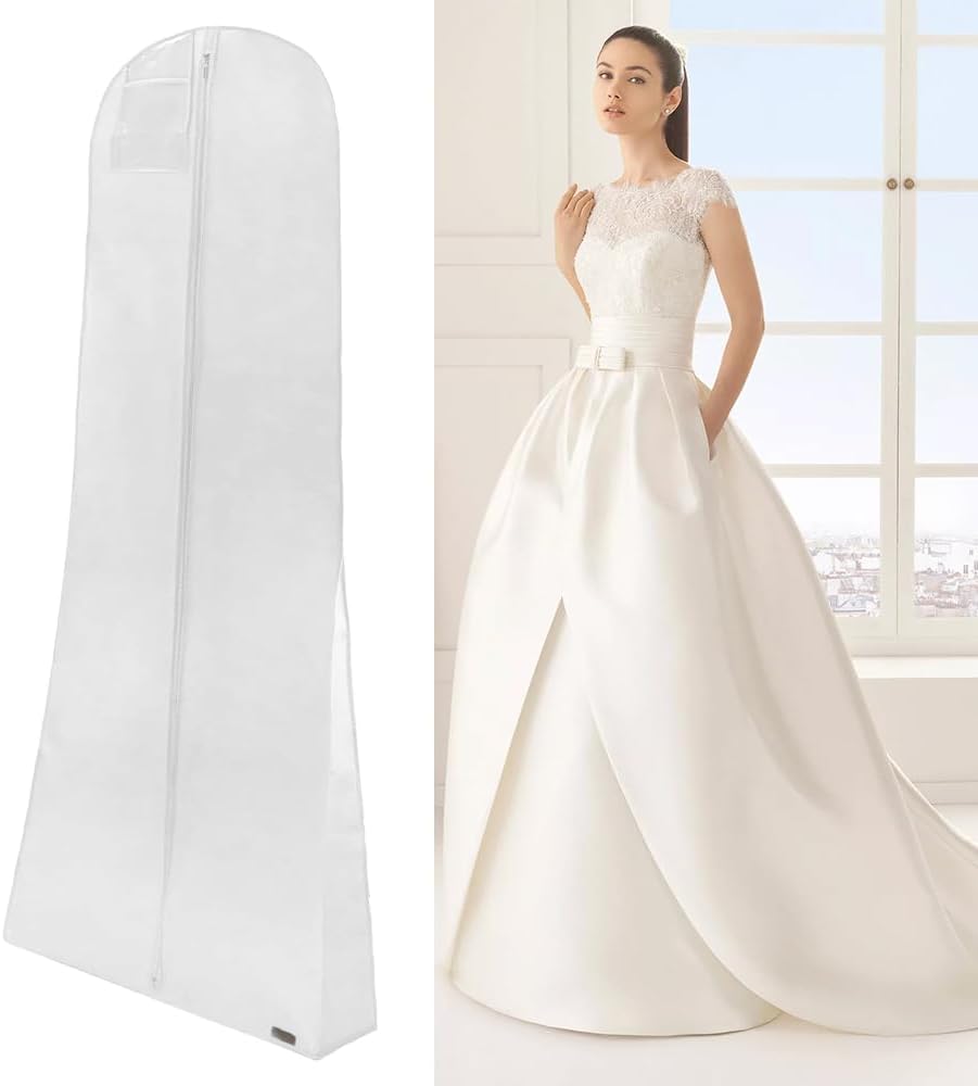 Kleidersack Für Brautkleider, 180 Cm, Aufbewahrungssack Für Brautkleider, Schutzhülle, Staubdichter Kleidersack, Für Abendkleider, Anzüge, Mäntel, Brautkleider, Weiß